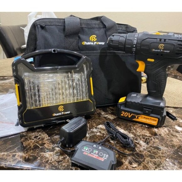 Cordless Hammer Drill, 12V Impact Drill Set with Dual-Speed - Picture 1 of 2